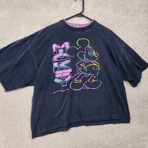 Vintage 90s Disney Mickey Tee Neon Boxy XL